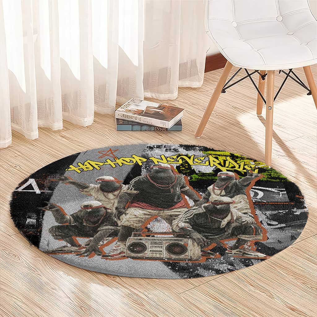 Boombox Breakdancer Round Carpet with Grafiti Art and Grunge Street Hip Hop Style - Wonder Print Shop