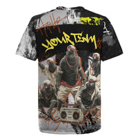 Boombox Breakdancer Rugby Jersey with Grafiti Art and Grunge Street Hip Hop Style - Wonder Print Shop