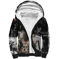 Boombox Breakdancer Sherpa Hoodie with Grafiti Art and Grunge Street Hip Hop Style - Wonder Print Shop