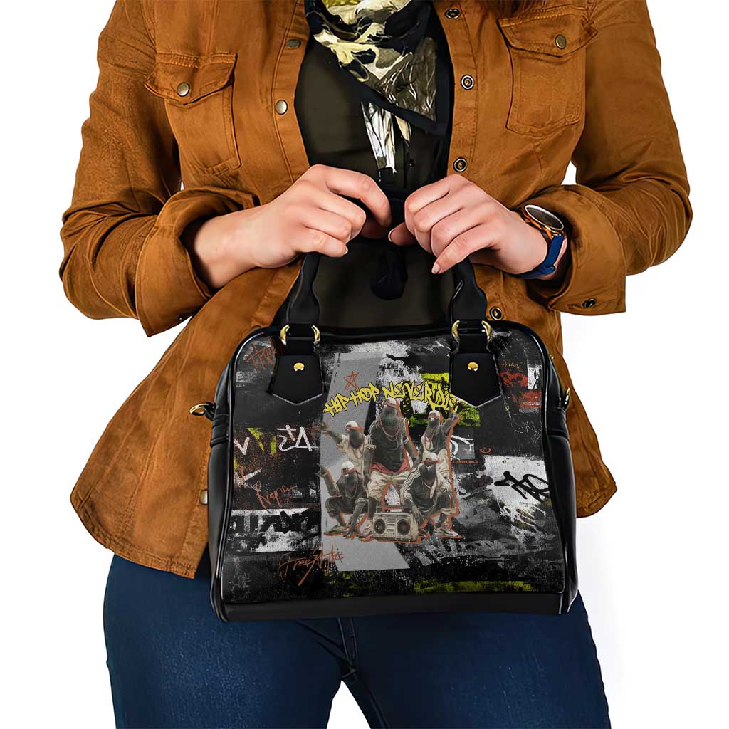 Boombox Breakdancer Shoulder Handbag with Grafiti Art and Grunge Street Hip Hop Style - Wonder Print Shop