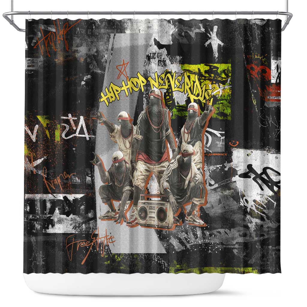 Boombox Breakdancer Shower Curtain with Grafiti Art and Grunge Street Hip Hop Style - Wonder Print Shop