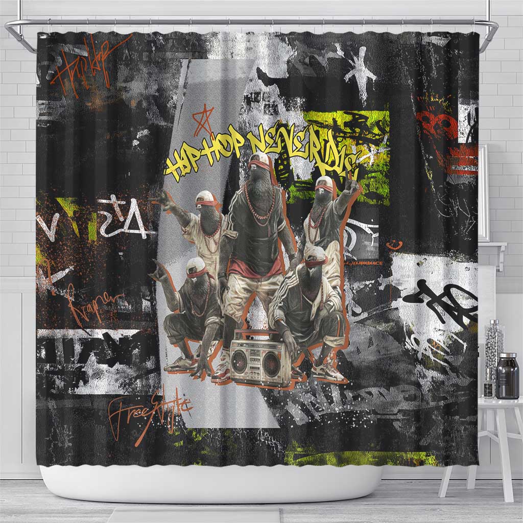 Boombox Breakdancer Shower Curtain with Grafiti Art and Grunge Street Hip Hop Style - Wonder Print Shop