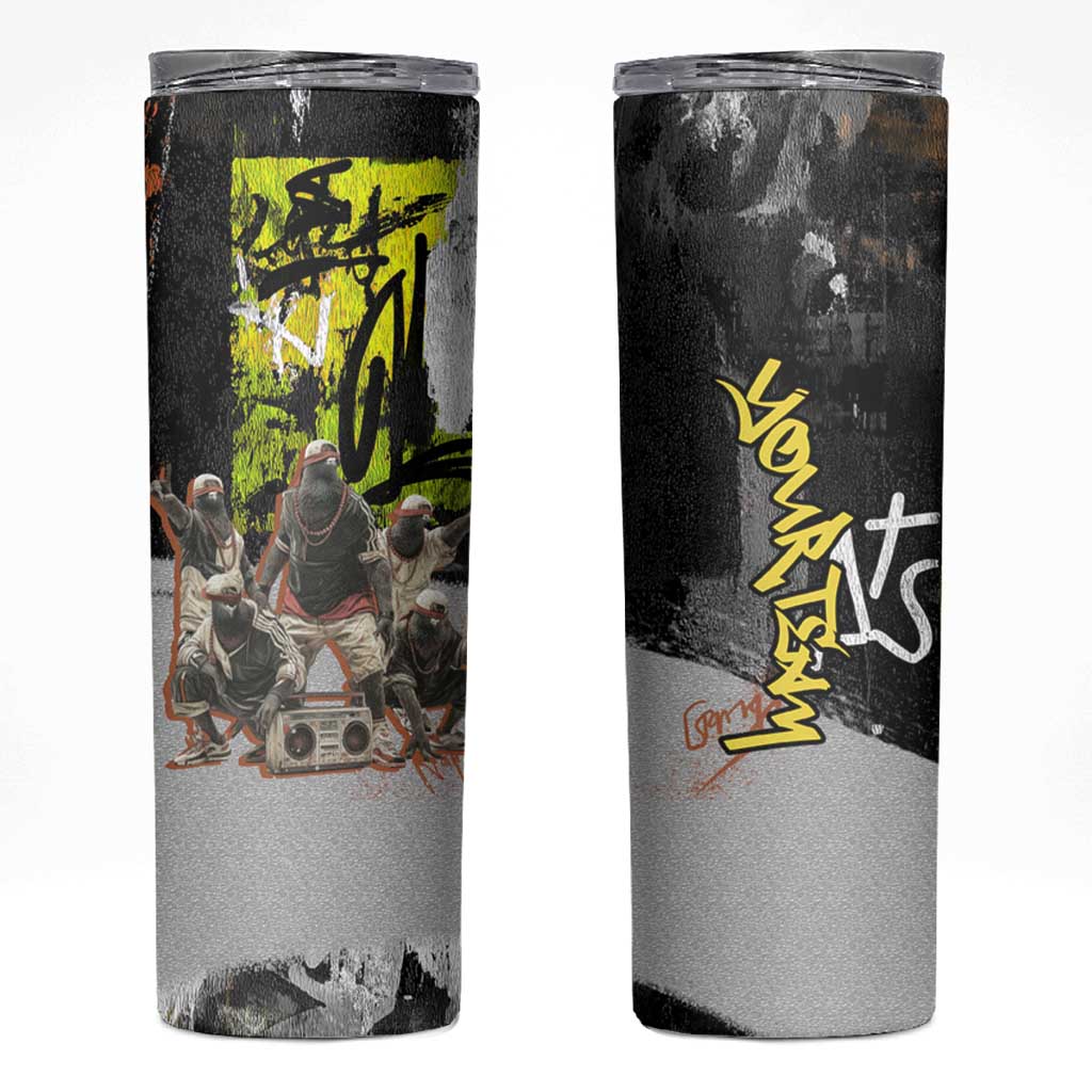 Boombox Breakdancer Skinny Tumbler with Grafiti Art and Grunge Street Hip Hop Style - Wonder Print Shop