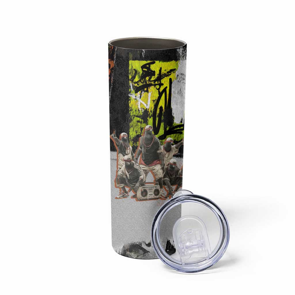 Boombox Breakdancer Skinny Tumbler with Grafiti Art and Grunge Street Hip Hop Style - Wonder Print Shop