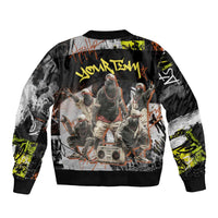 Boombox Breakdancer Sleeve Zip Bomber Jacket with Grafiti Art and Grunge Street Hip Hop Style - Wonder Print Shop