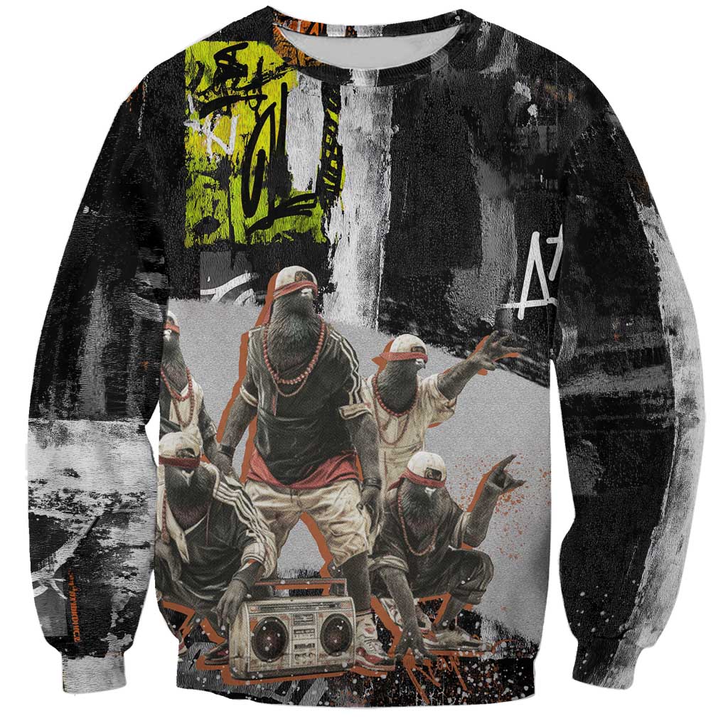 Boombox Breakdancer Sweatshirt with Grafiti Art and Grunge Street Hip Hop Style - Wonder Print Shop