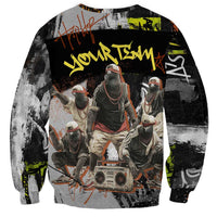 Boombox Breakdancer Sweatshirt with Grafiti Art and Grunge Street Hip Hop Style - Wonder Print Shop