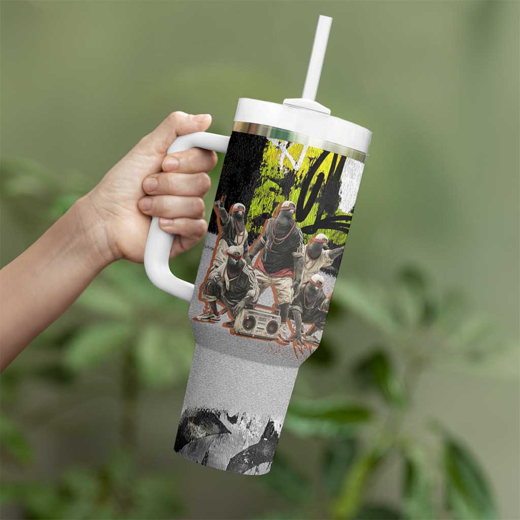 Boombox Breakdancer Tumbler With Handle with Grafiti Art and Grunge Street Hip Hop Style - Wonder Print Shop