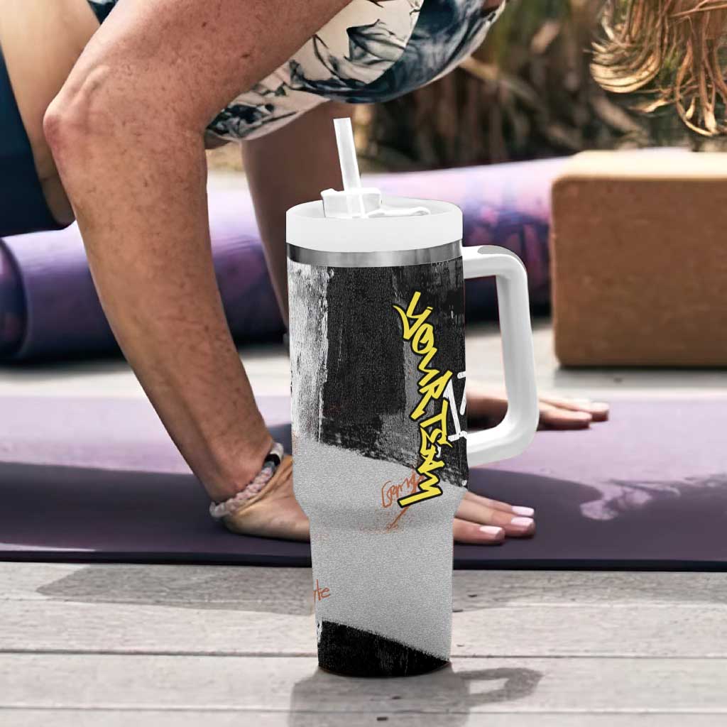 Boombox Breakdancer Tumbler With Handle with Grafiti Art and Grunge Street Hip Hop Style - Wonder Print Shop