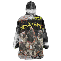 Boombox Breakdancer Wearable Blanket Hoodie with Grafiti Art and Grunge Street Hip Hop Style - Wonder Print Shop
