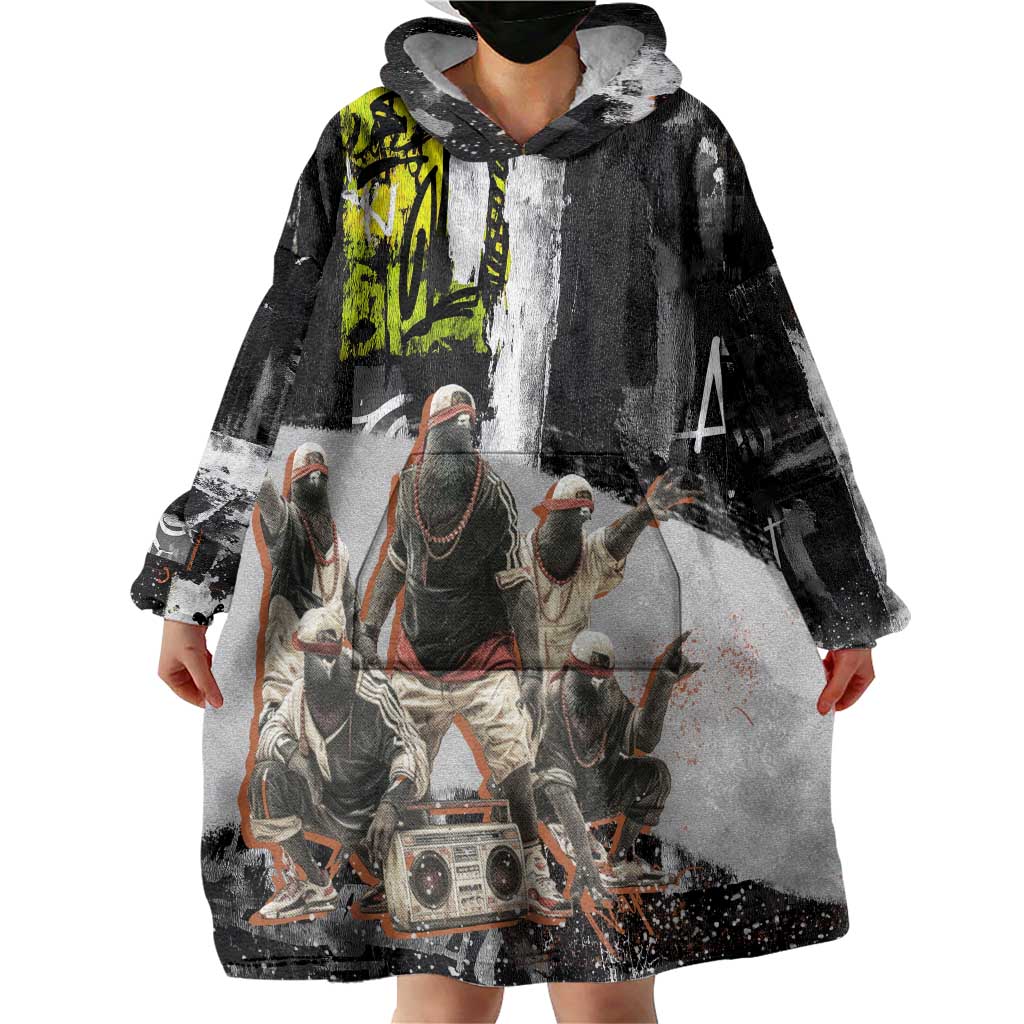 Boombox Breakdancer Wearable Blanket Hoodie with Grafiti Art and Grunge Street Hip Hop Style - Wonder Print Shop