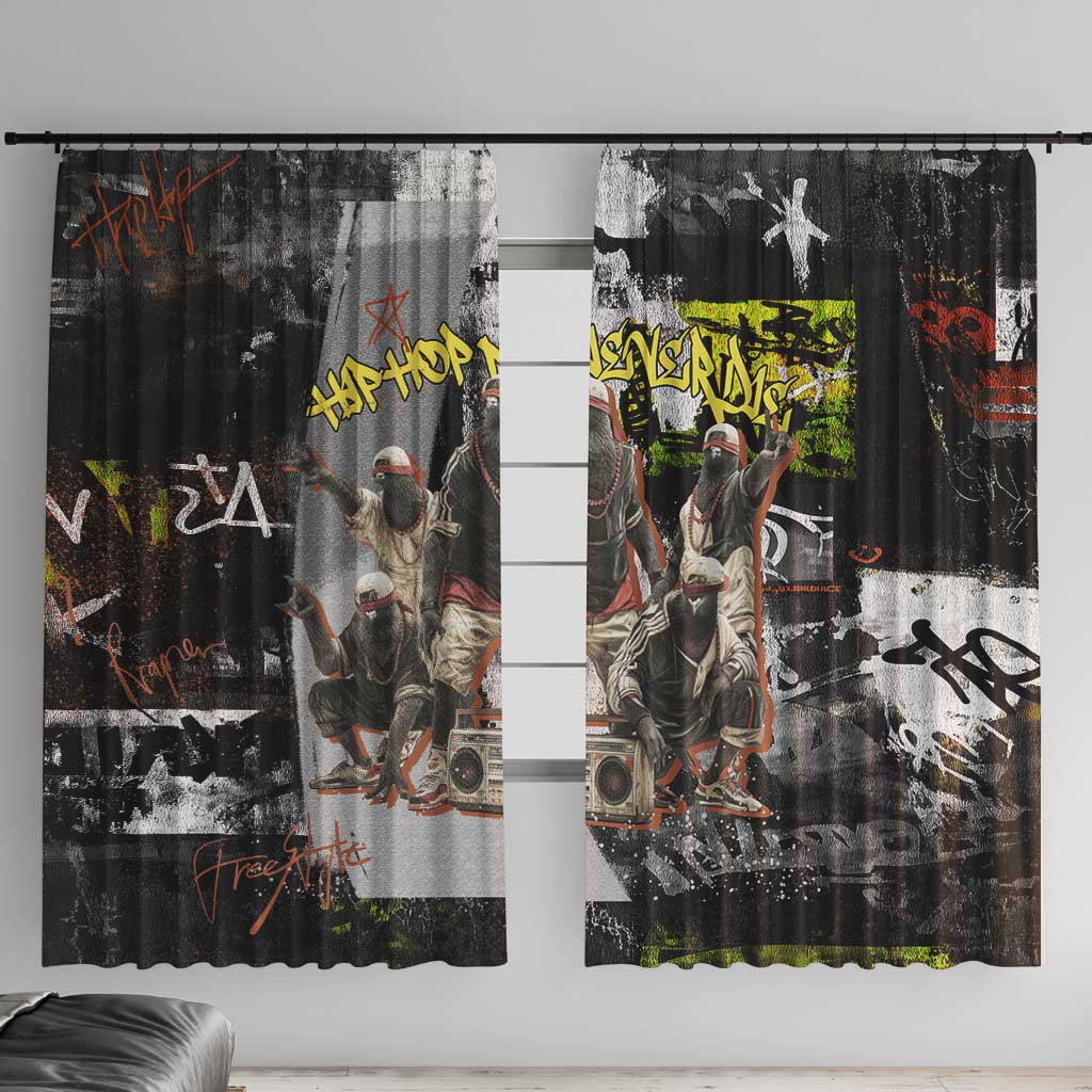 Boombox Breakdancer Window Curtain with Grafiti Art and Grunge Street Hip Hop Style - Wonder Print Shop