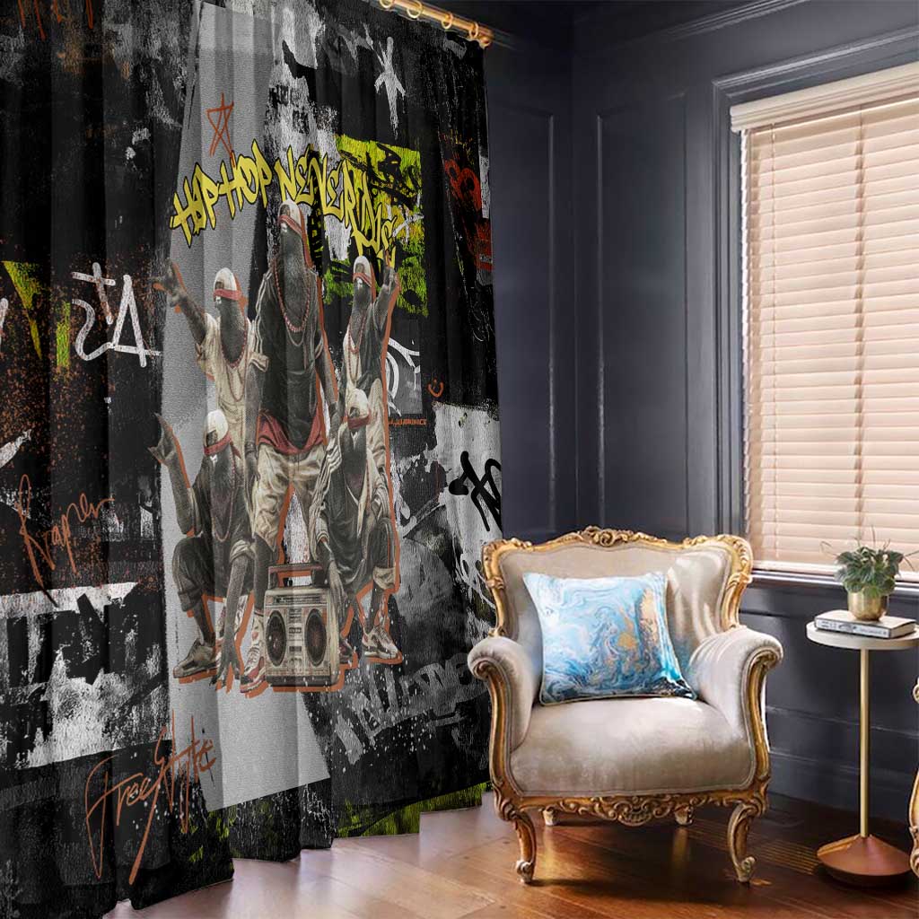Boombox Breakdancer Window Curtain with Grafiti Art and Grunge Street Hip Hop Style - Wonder Print Shop