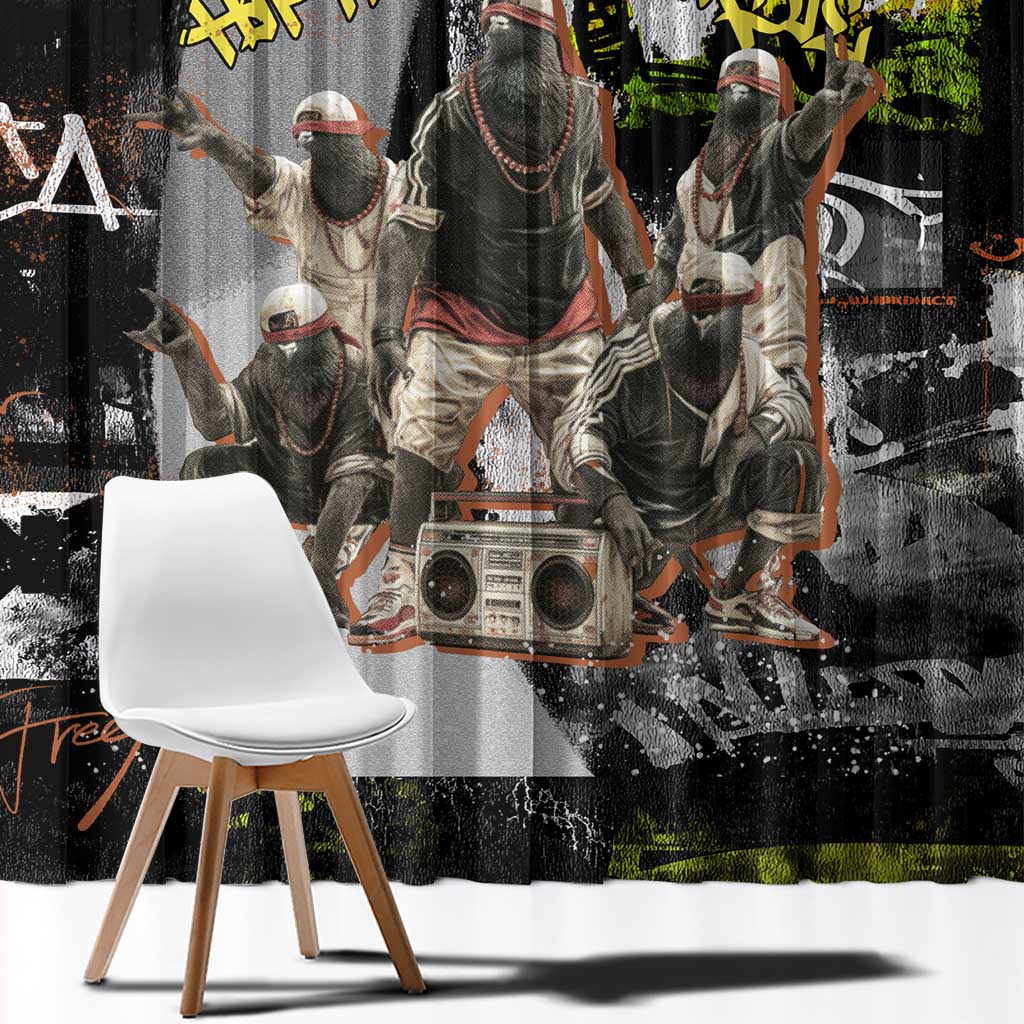 Boombox Breakdancer Window Curtain with Grafiti Art and Grunge Street Hip Hop Style - Wonder Print Shop