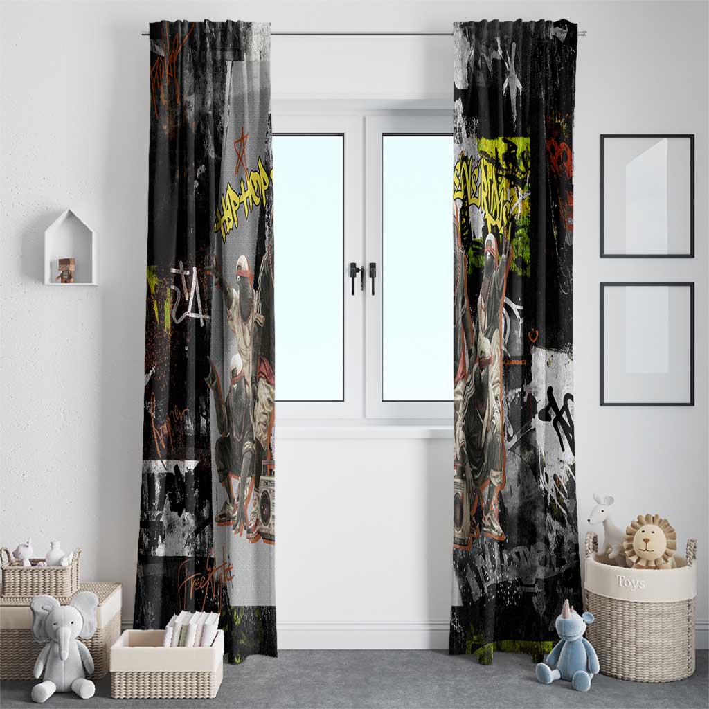 Boombox Breakdancer Window Curtain with Grafiti Art and Grunge Street Hip Hop Style - Wonder Print Shop