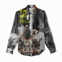 Boombox Breakdancer Women Casual Shirt with Grafiti Art and Grunge Street Hip Hop Style - Wonder Print Shop