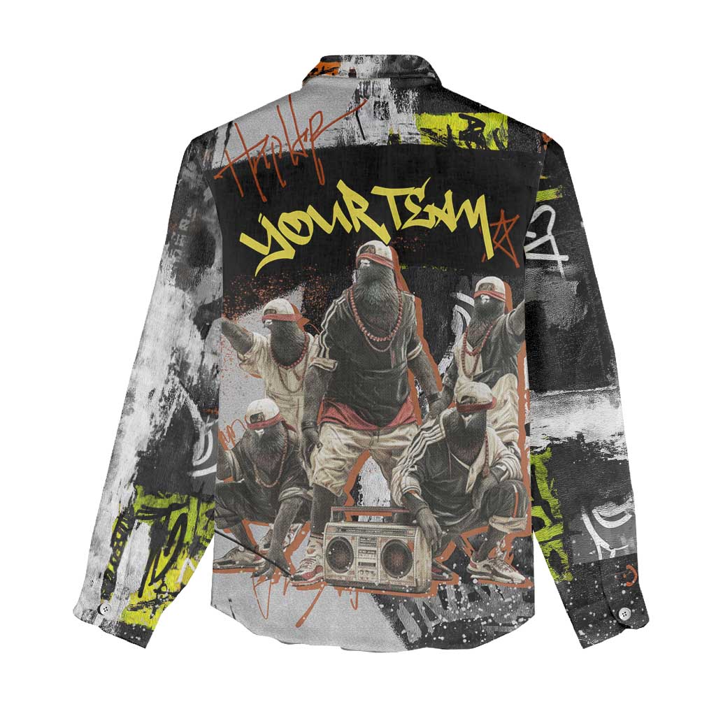 Boombox Breakdancer Women Casual Shirt with Grafiti Art and Grunge Street Hip Hop Style - Wonder Print Shop
