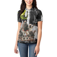 Boombox Breakdancer Women Polo Shirt with Grafiti Art and Grunge Street Hip Hop Style - Wonder Print Shop
