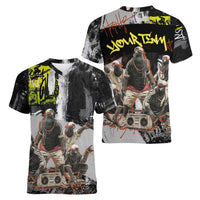Boombox Breakdancer Women V-Neck T-Shirt with Grafiti Art and Grunge Street Hip Hop Style - Wonder Print Shop