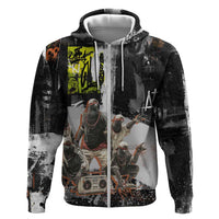 Boombox Breakdancer Zip Hoodie with Grafiti Art and Grunge Street Hip Hop Style - Wonder Print Shop