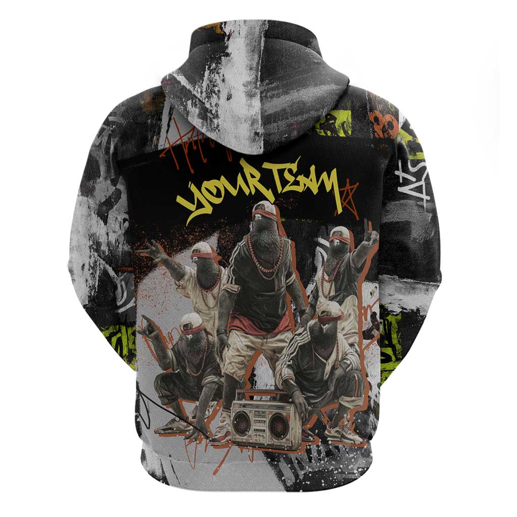 Boombox Breakdancer Zip Hoodie with Grafiti Art and Grunge Street Hip Hop Style - Wonder Print Shop