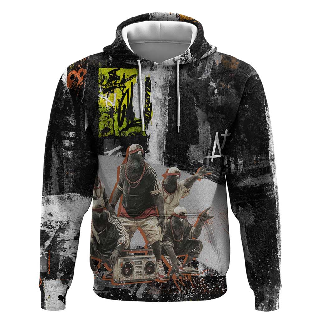 Boombox Breakdancer Zip Hoodie with Grafiti Art and Grunge Street Hip Hop Style - Wonder Print Shop
