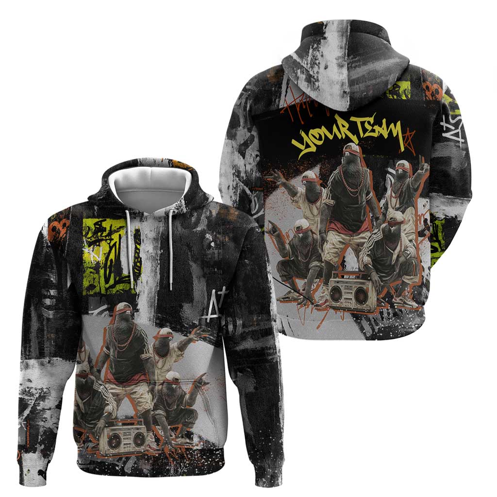 Boombox Breakdancer Zip Hoodie with Grafiti Art and Grunge Street Hip Hop Style - Wonder Print Shop