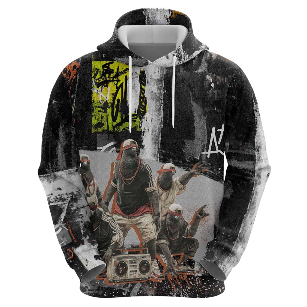 Boombox Breakdancer Zip Hoodie with Grafiti Art and Grunge Street Hip Hop Style - Wonder Print Shop