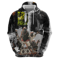 Boombox Breakdancer Zip Hoodie with Grafiti Art and Grunge Street Hip Hop Style - Wonder Print Shop