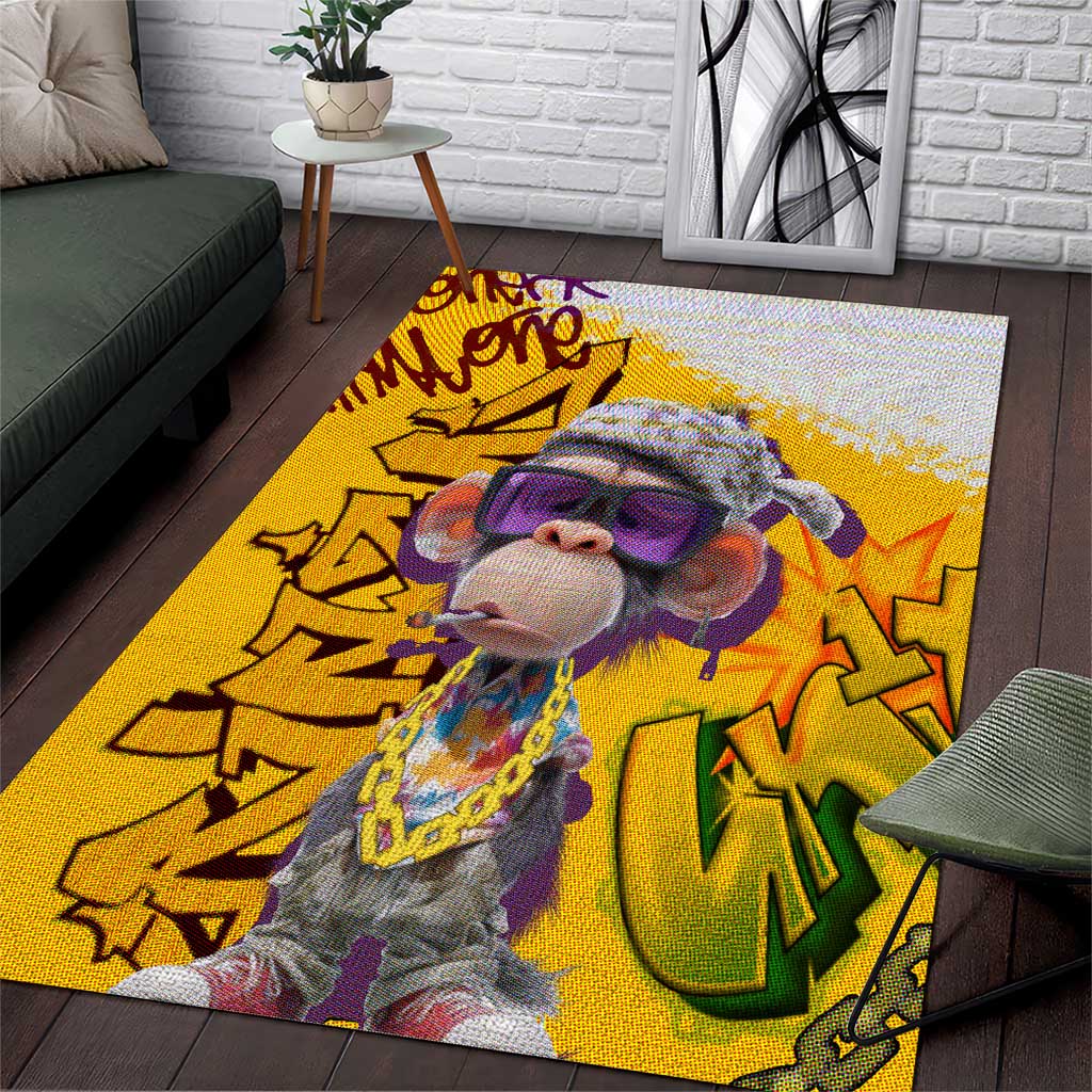 Graffiti Monkey Area Rug with Hip Hop Sunglasses and Gold Chain Design - Wonder Print Shop