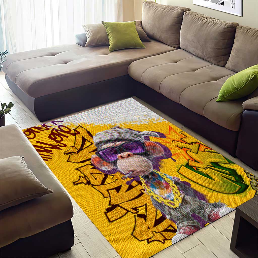 Graffiti Monkey Area Rug with Hip Hop Sunglasses and Gold Chain Design - Wonder Print Shop