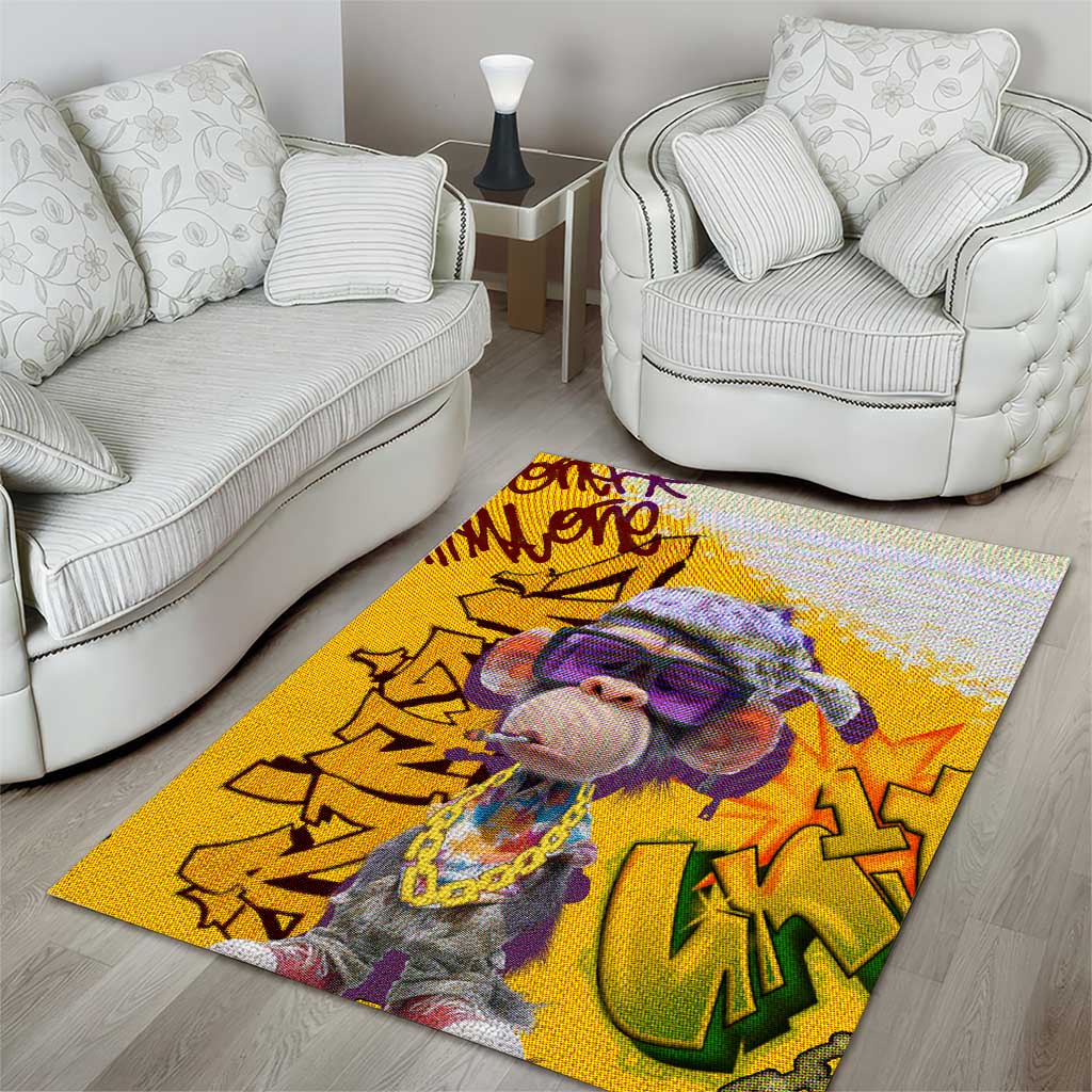 Graffiti Monkey Area Rug with Hip Hop Sunglasses and Gold Chain Design - Wonder Print Shop
