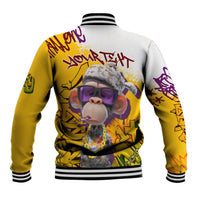 Graffiti Monkey Baseball Jacket with Hip Hop Sunglasses and Gold Chain Design - Wonder Print Shop