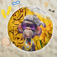 Graffiti Monkey Beach Blanket with Hip Hop Sunglasses and Gold Chain Design - Wonder Print Shop