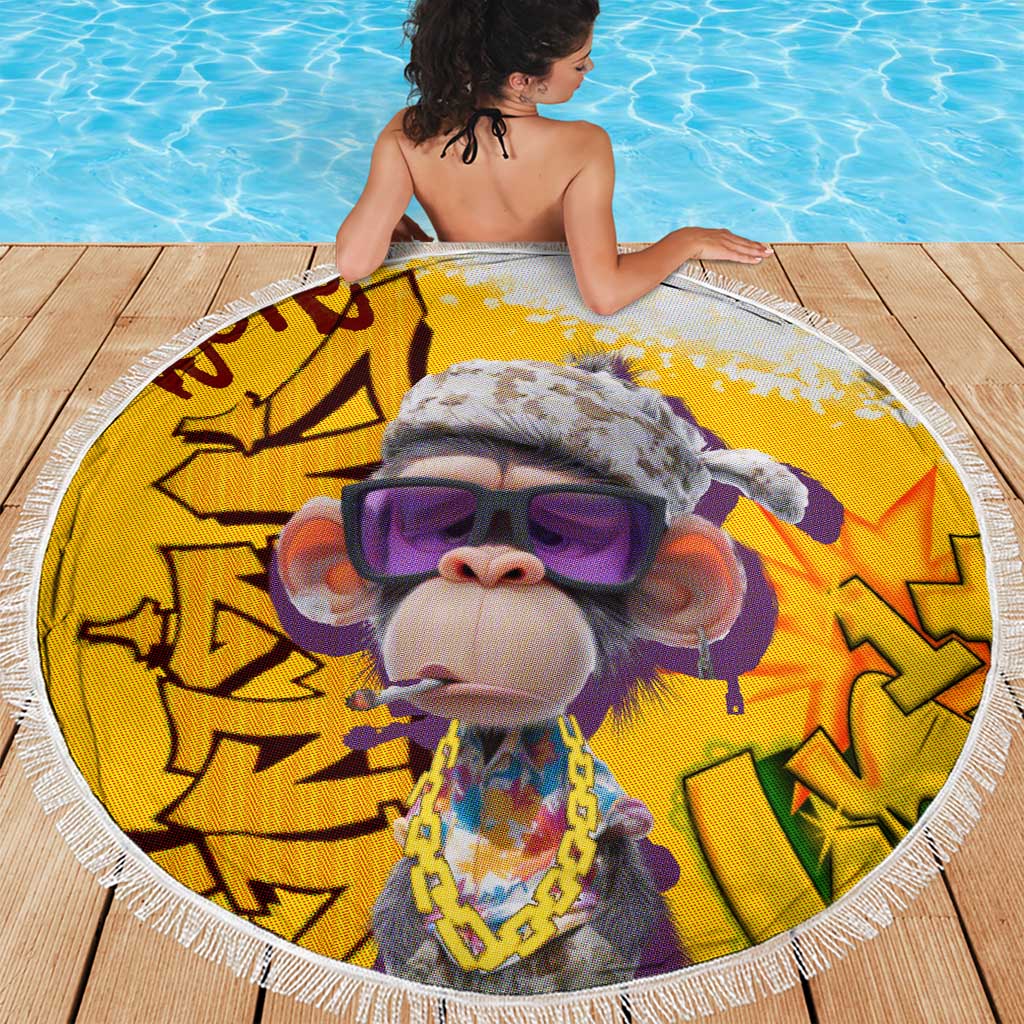 Graffiti Monkey Beach Blanket with Hip Hop Sunglasses and Gold Chain Design - Wonder Print Shop