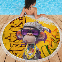 Graffiti Monkey Beach Blanket with Hip Hop Sunglasses and Gold Chain Design - Wonder Print Shop