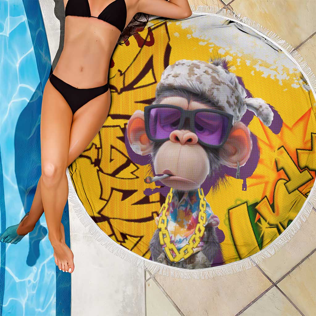 Graffiti Monkey Beach Blanket with Hip Hop Sunglasses and Gold Chain Design - Wonder Print Shop