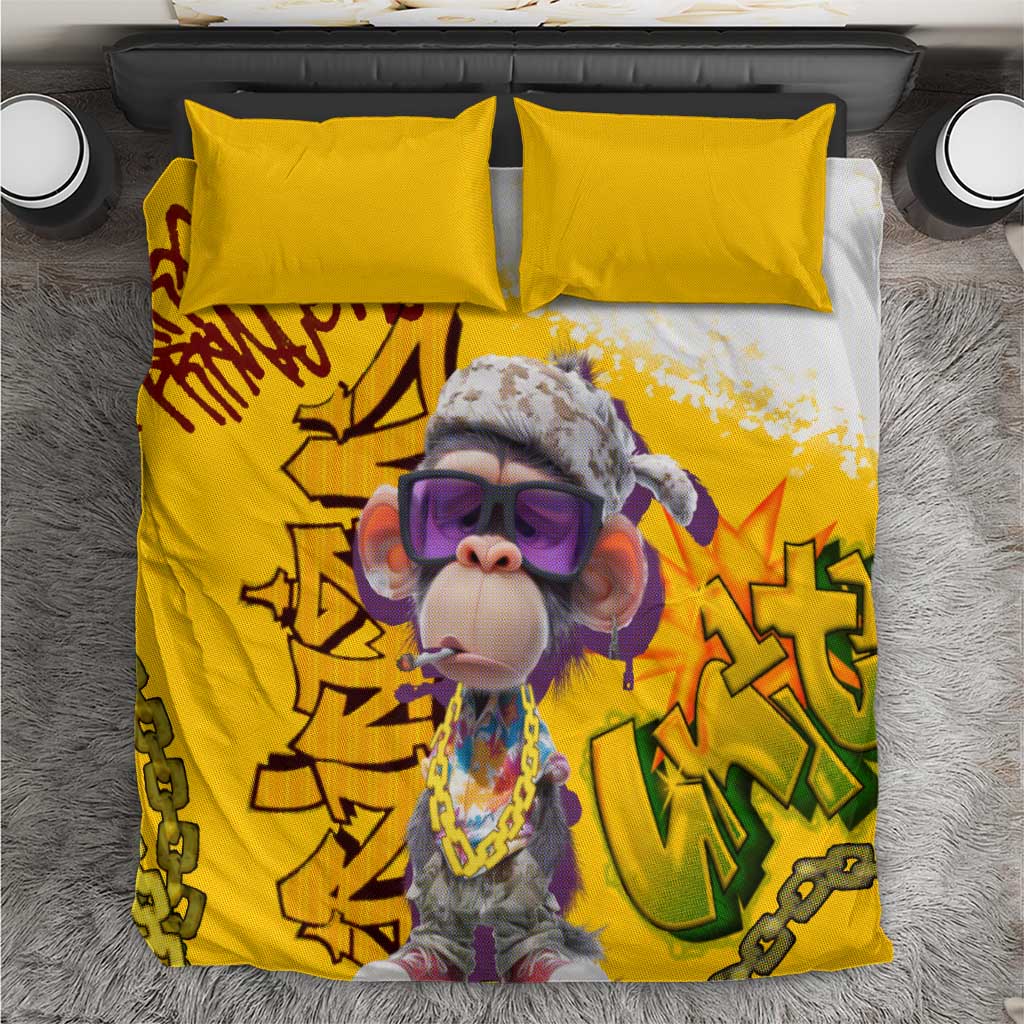 Graffiti Monkey Bedding Set with Hip Hop Sunglasses and Gold Chain Design - Wonder Print Shop