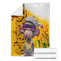Graffiti Monkey Blanket with Hip Hop Sunglasses and Gold Chain Design - Wonder Print Shop