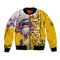 Graffiti Monkey Bomber Jacket with Hip Hop Sunglasses and Gold Chain Design - Wonder Print Shop