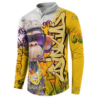 Graffiti Monkey Button Sweatshirt with Hip Hop Sunglasses and Gold Chain Design - Wonder Print Shop
