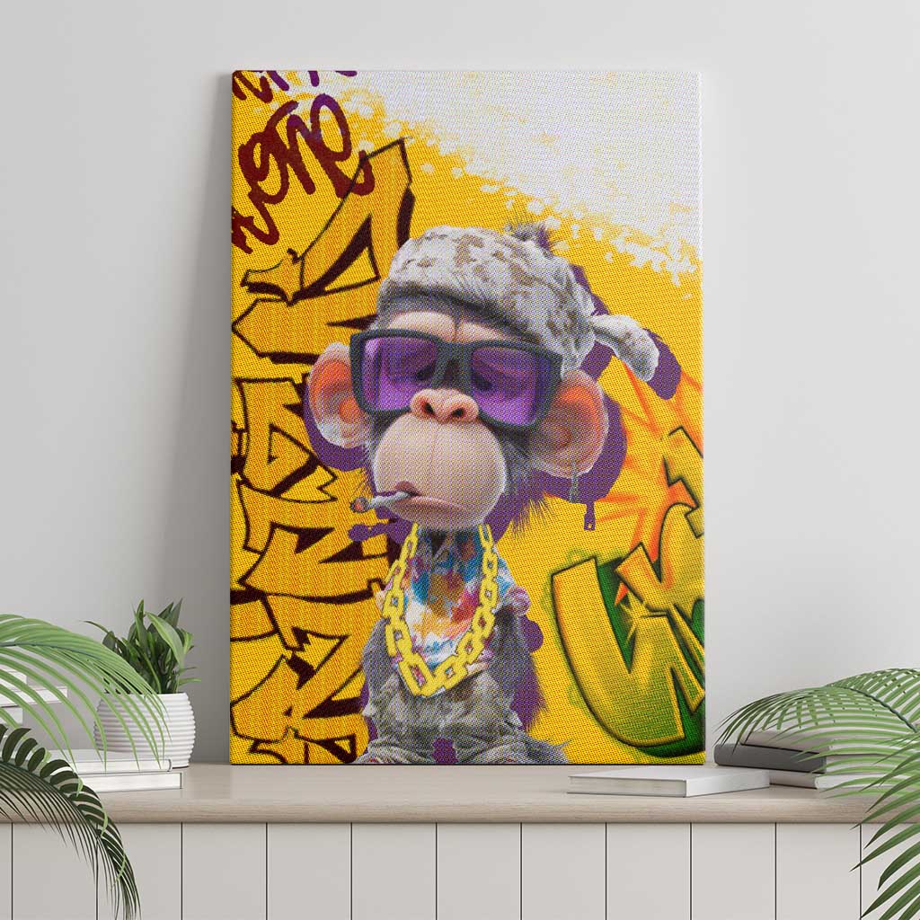 Graffiti Monkey Canvas Wall Art with Hip Hop Sunglasses and Gold Chain Design - Wonder Print Shop