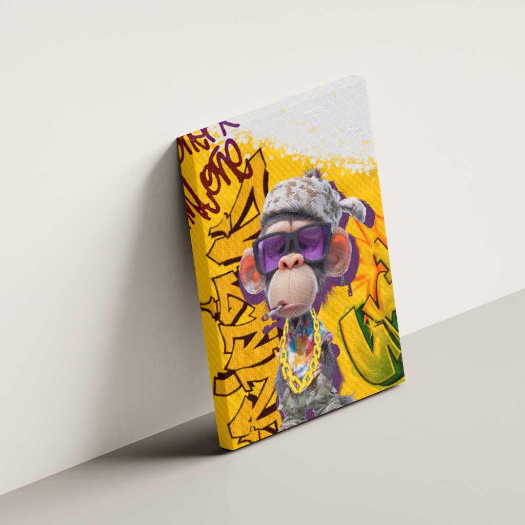 Graffiti Monkey Canvas Wall Art with Hip Hop Sunglasses and Gold Chain Design - Wonder Print Shop