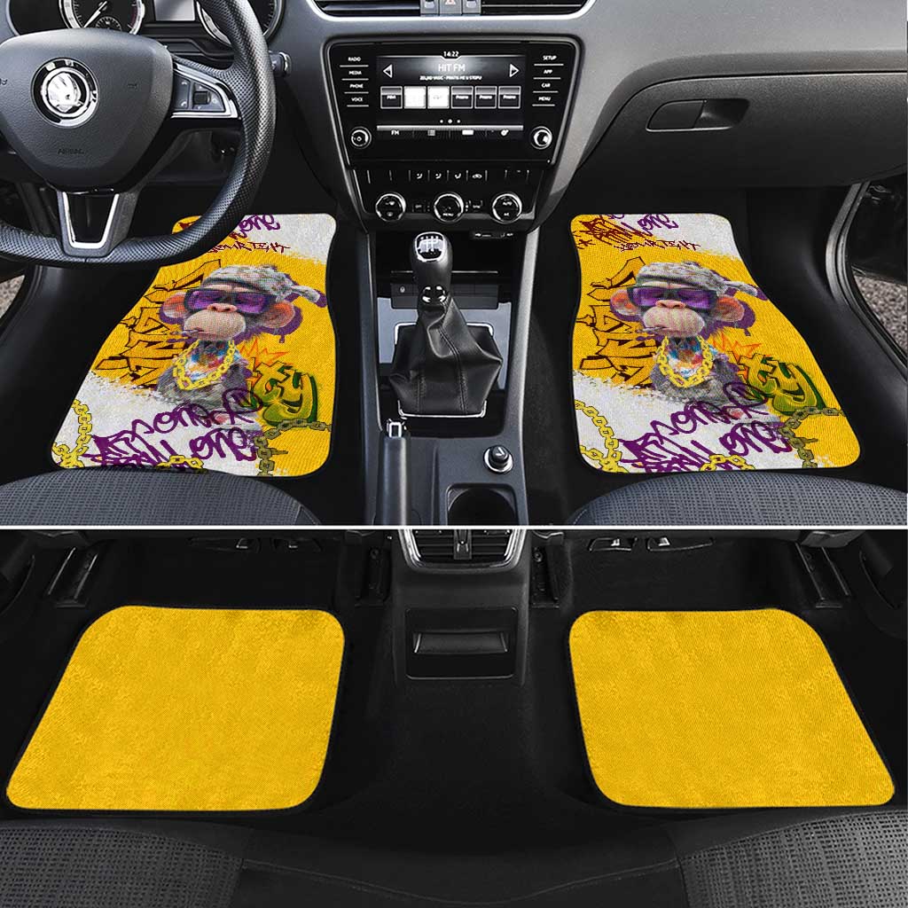 Graffiti Monkey Car Mats with Hip Hop Sunglasses and Gold Chain Design - Wonder Print Shop