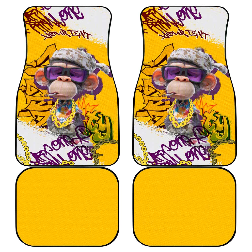 Graffiti Monkey Car Mats with Hip Hop Sunglasses and Gold Chain Design - Wonder Print Shop