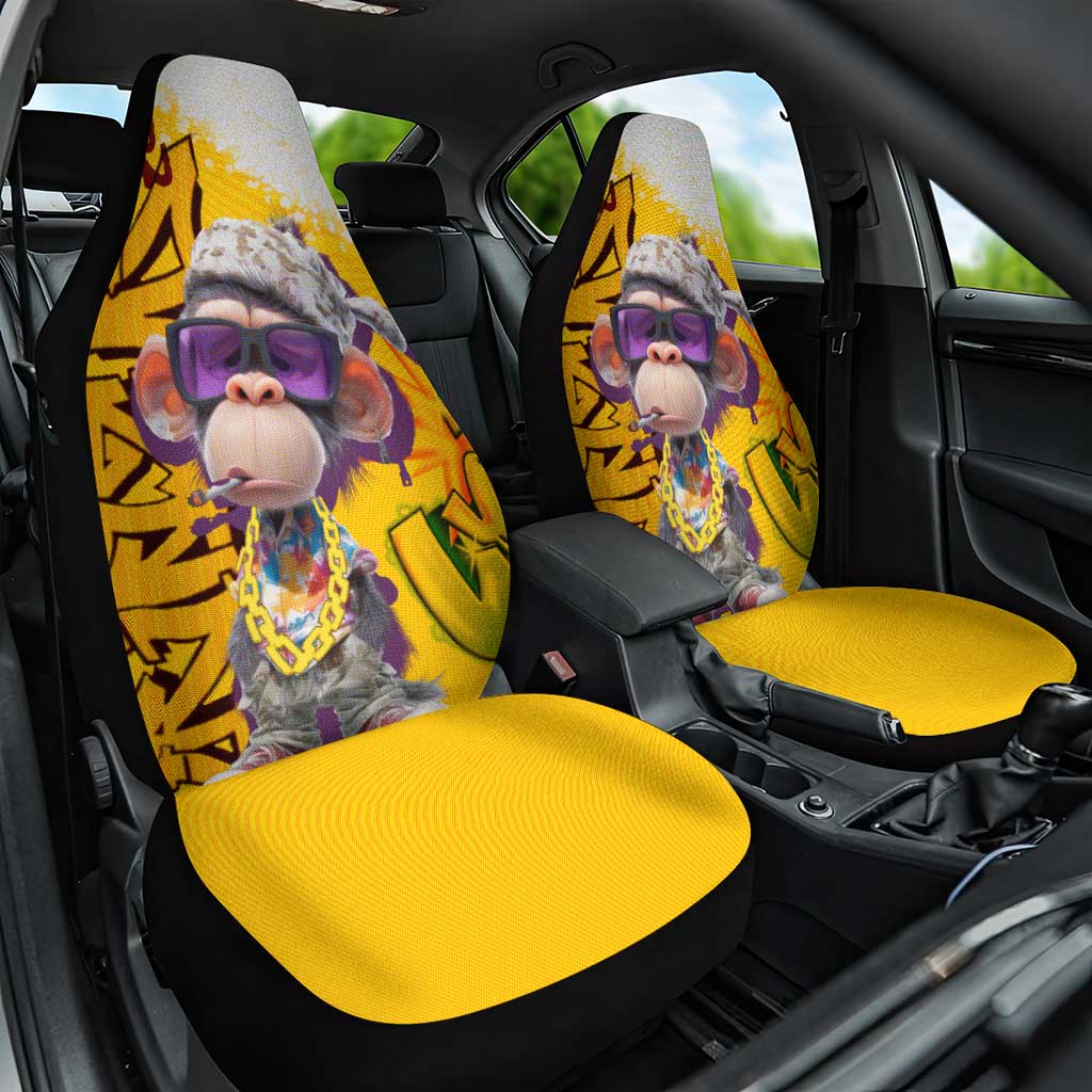 Graffiti Monkey Car Seat Cover with Hip Hop Sunglasses and Gold Chain Design - Wonder Print Shop