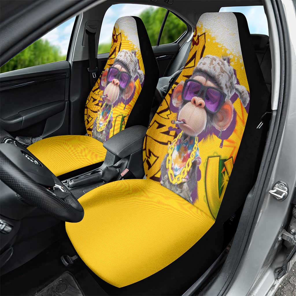 Graffiti Monkey Car Seat Cover with Hip Hop Sunglasses and Gold Chain Design - Wonder Print Shop
