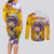 Graffiti Monkey Couples Matching Long Sleeve Bodycon Dress and Long Sleeve Button Shirt with Hip Hop Sunglasses and Gold Chain Design - Wonder Print Shop