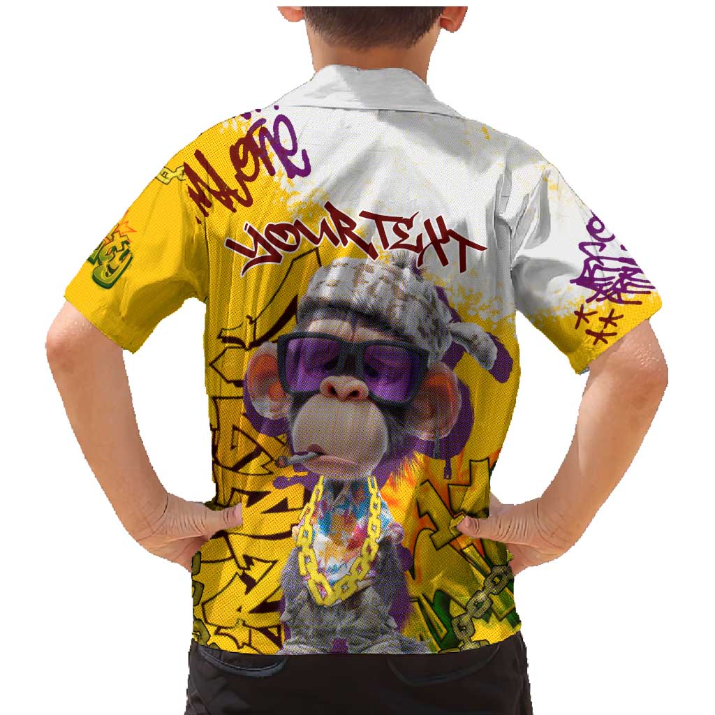 Graffiti Monkey Family Matching Mermaid Dress and Hawaiian Shirt with Hip Hop Sunglasses and Gold Chain Design - Wonder Print Shop