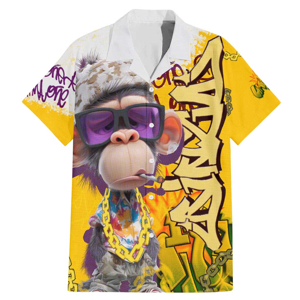Graffiti Monkey Family Matching Mermaid Dress and Hawaiian Shirt with Hip Hop Sunglasses and Gold Chain Design - Wonder Print Shop